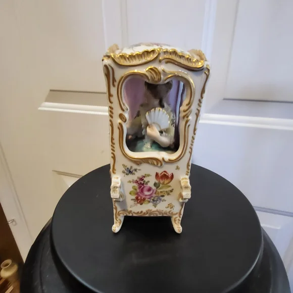 Bourdois & Bloch Antique Porcelain Lady in a Sedan Chair 7" - Picture 2 of 12